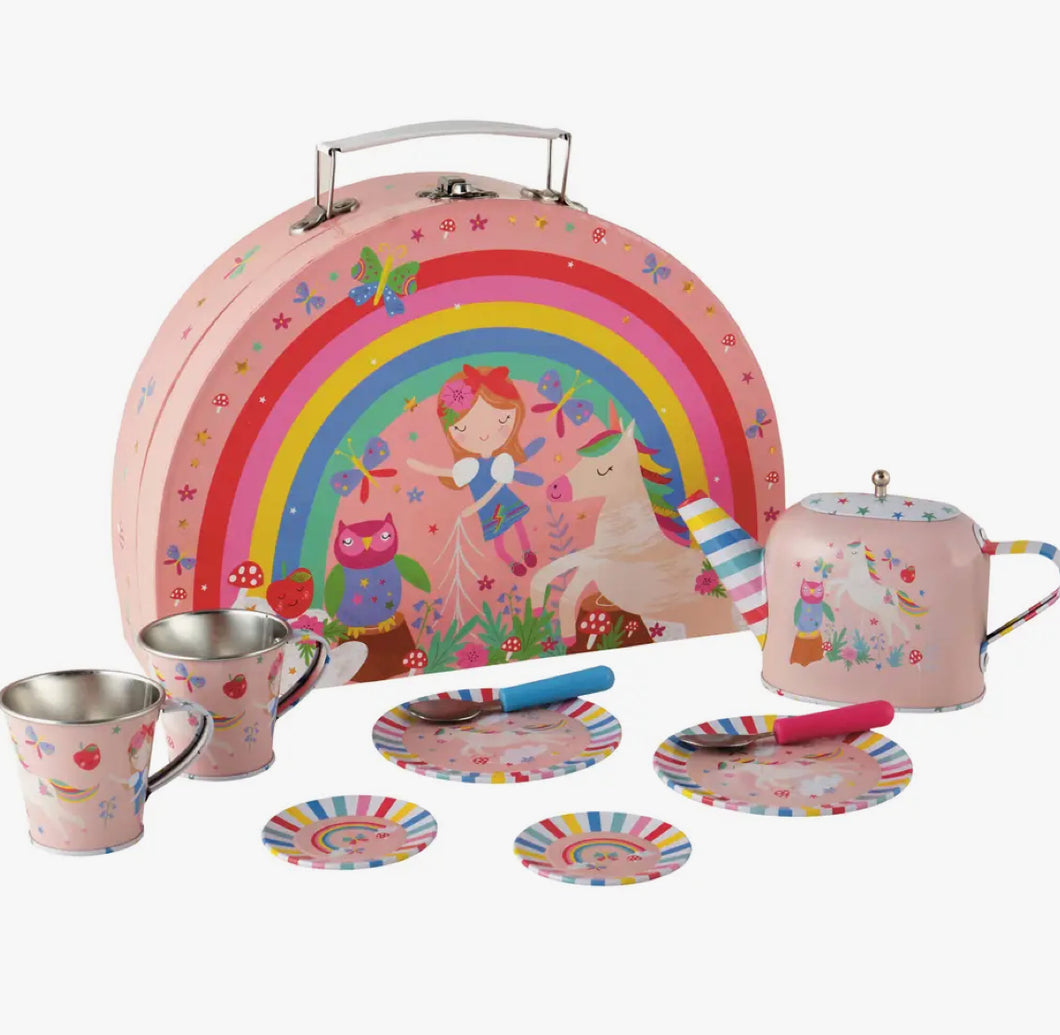 Semi Circle 10 Piece Tin Tea Set - Rainbow