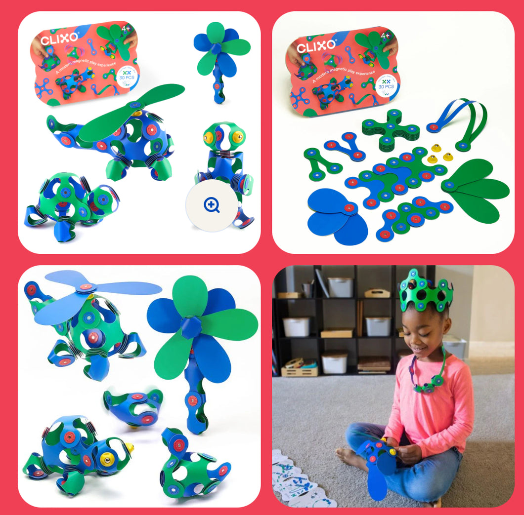 Clixo - Crew Pack - 30 Pieces (Green and Blue)