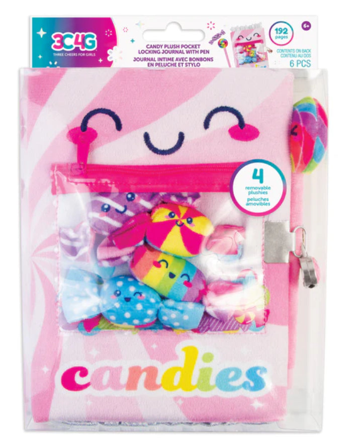 Candy Plush Pocket Locking Journal With Pen